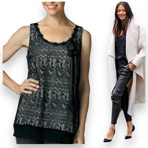 CAbi Emily Black Lace Overlay Tank Top Style 552 Size S